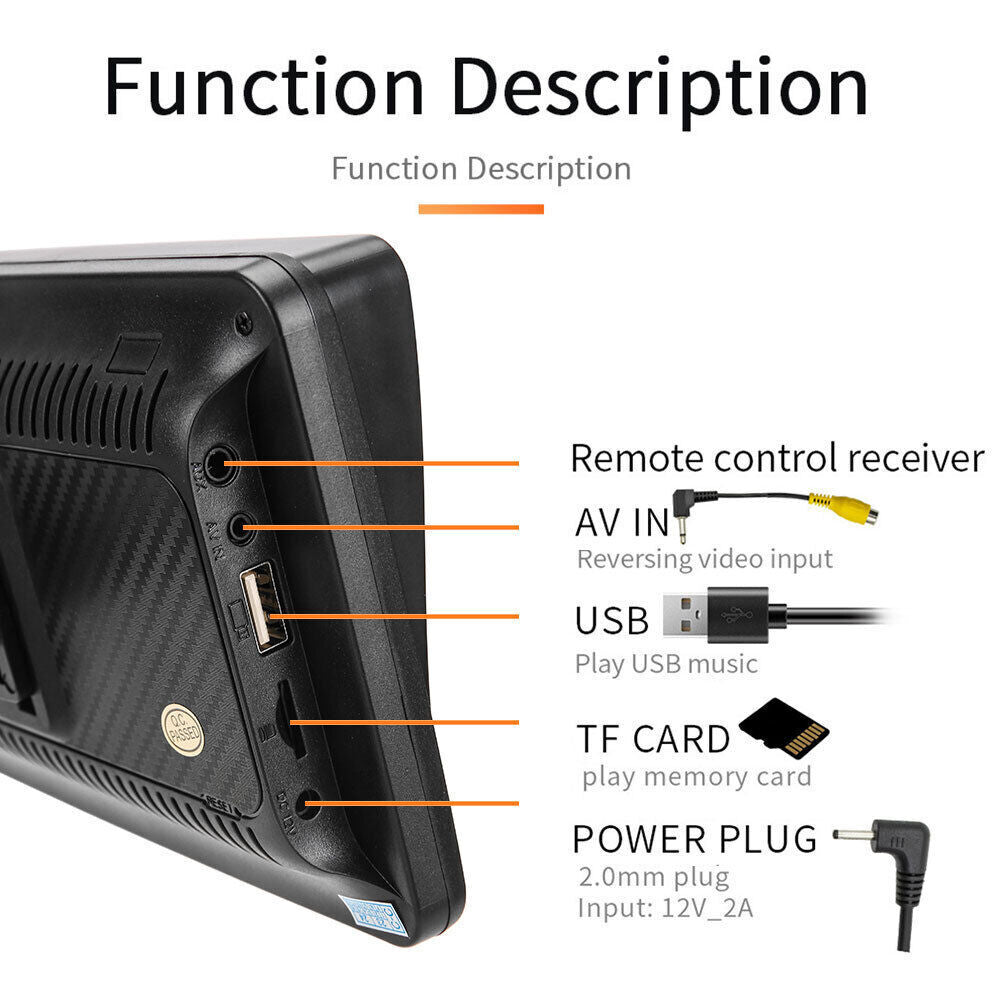 Portable 7'' Wireless Apple Carplay Android Auto Touch Screen Car Radio Stereo
