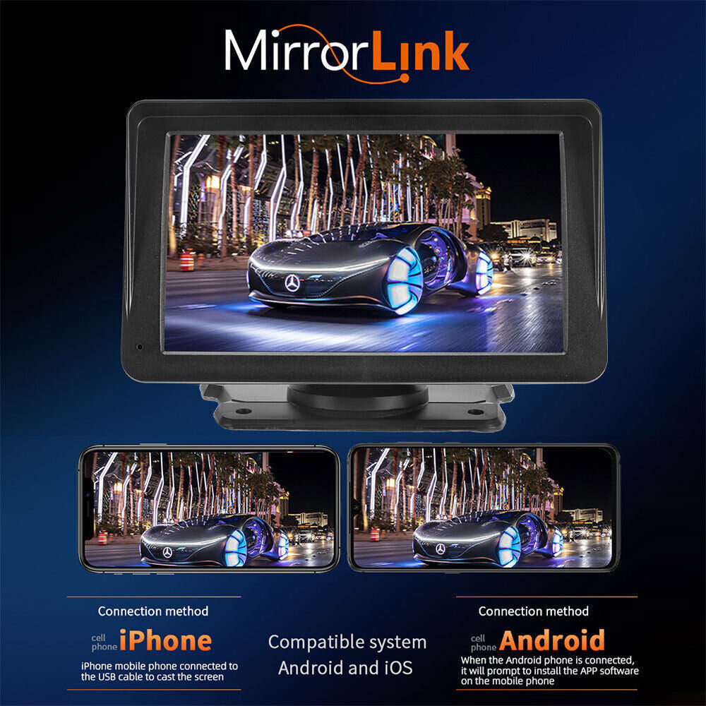 Portable 7'' Wireless Apple Carplay Android Auto Touch Screen Car Radio Stereo