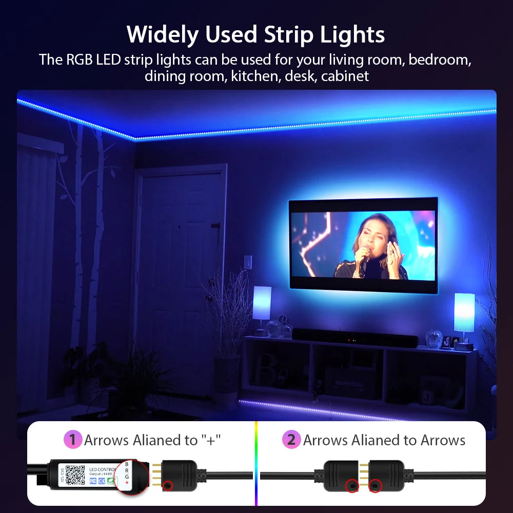 LED Strip Lights RGB 5050 ,5V 1M-30M,16 Million Colors, RGB , Led Strip Lighting Music Sync, Color Changing for Party Home