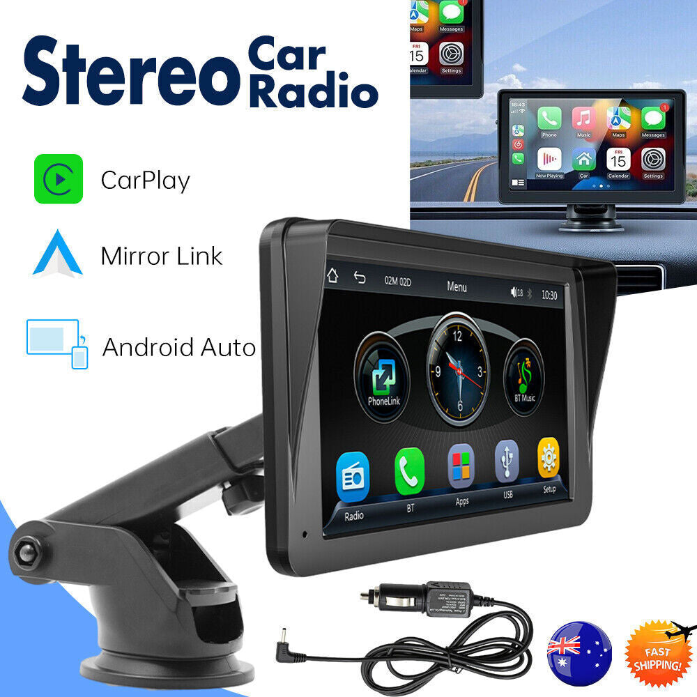 Portable 7'' Wireless Apple Carplay Android Auto Touch Screen Car Radio Stereo