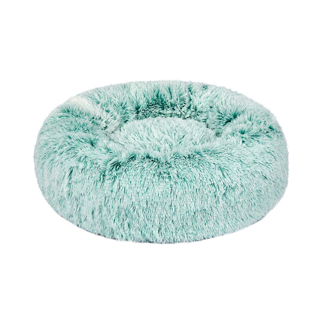 Dog Cat Pet Calming Bed Warm Soft Plush round Nest Comfy Sleeping Kennel Cave AU