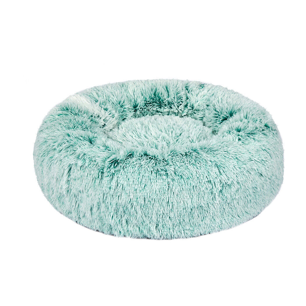 Dog Cat Pet Calming Bed Warm Soft Plush round Nest Comfy Sleeping Kennel Cave AU