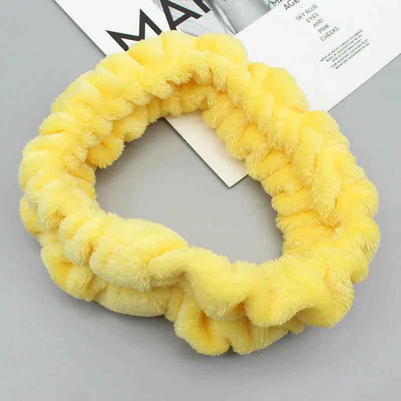 Coral Fleece Headband Elastic Kont Hairband Plush Headband Elastic Solid Korean Style Bow Hairbands Wash Face Hair Accessories