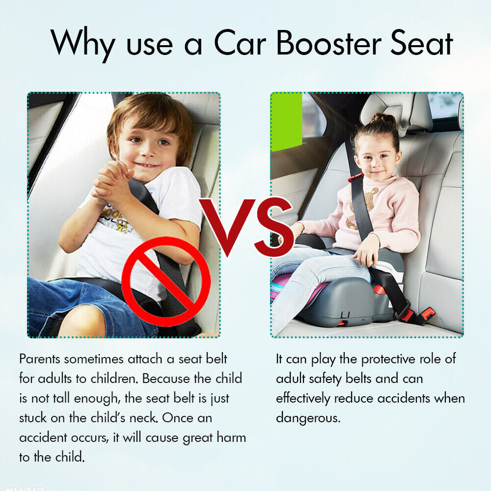 4- 12 Years Car Booster Seat Chair Cushion Pad for Toddler Children Kids Sturdy