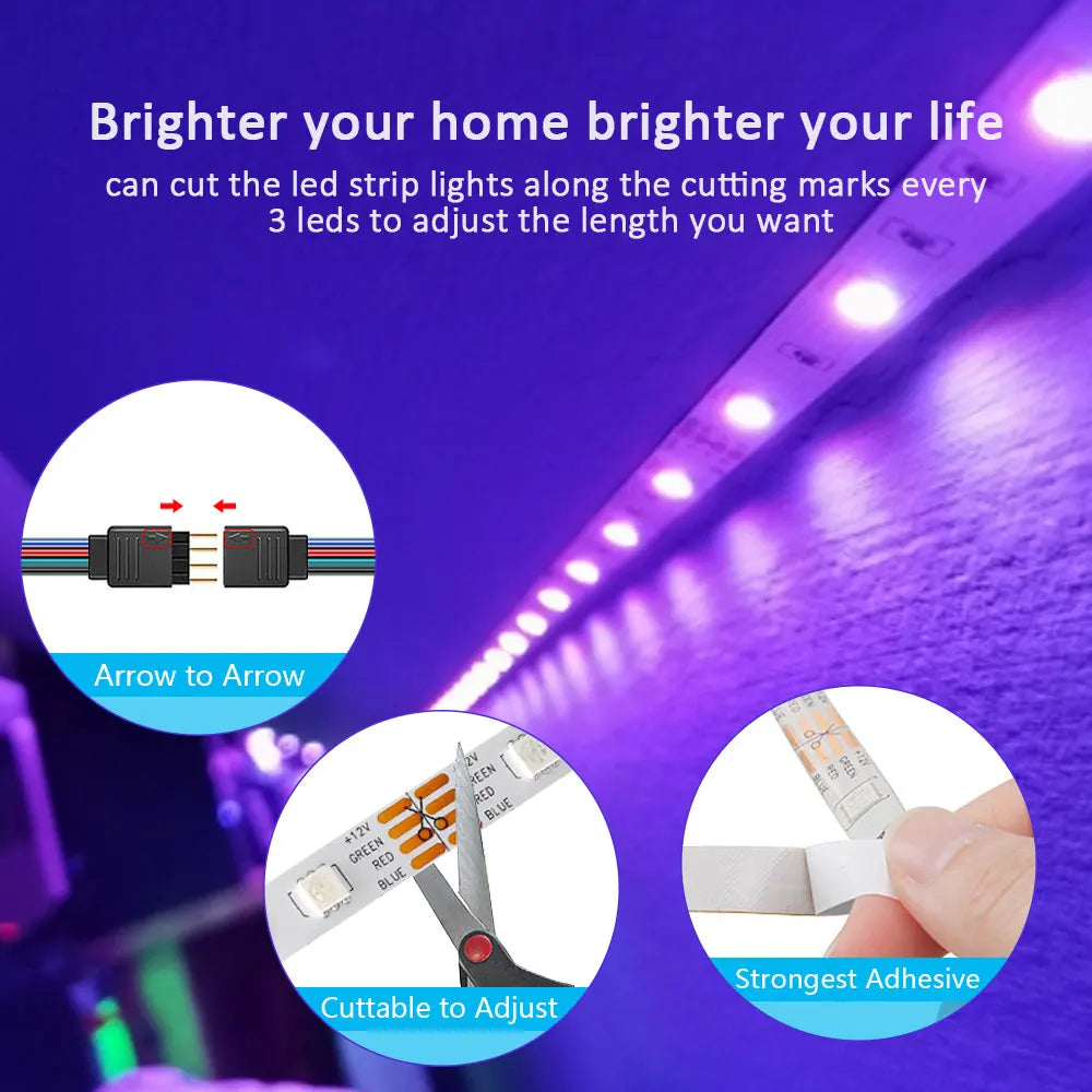 LED Strip Lights RGB 5050 ,5V 1M-30M,16 Million Colors, RGB , Led Strip Lighting Music Sync, Color Changing for Party Home